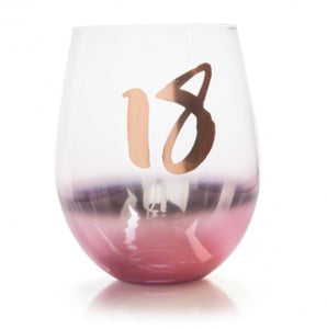 18th Birthday Blush Stemless Glass