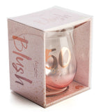 50th Birthday Blush Stemless Glass