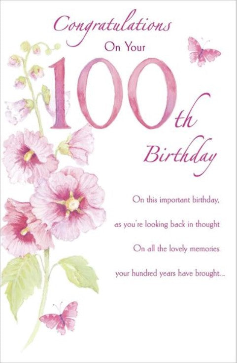 Greeting Card - Birthday - Congratulations On Your 100th