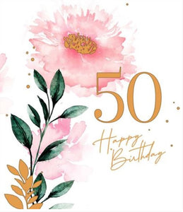 Greeting Card - Birthday - 50th Flower