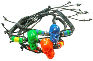 3 Piece Coloured Skull Cord Bracelet