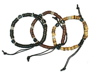 3 Piece Set - Natural Bead Elastic Bracelets