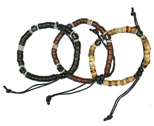 3 Piece Set - Natural Bead Elastic Bracelets