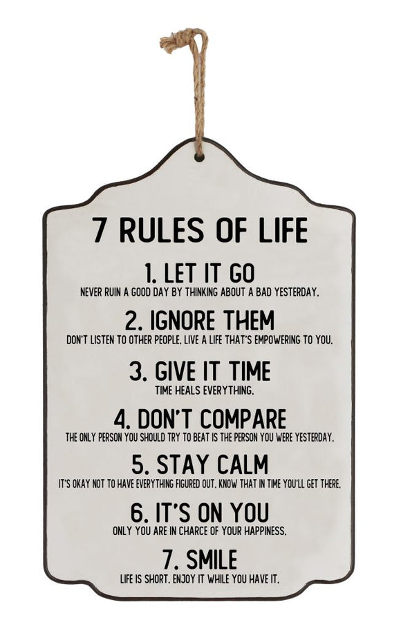 Sign 7 Rules of Life 25x17cm