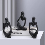 Black Yoga People Statues, Set of 3