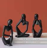 Black Yoga People Statues, Set of 3