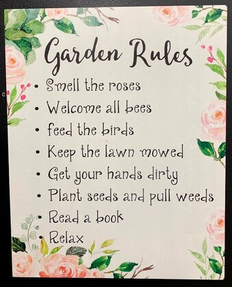 Sign – Garden Rules 28×35 cm