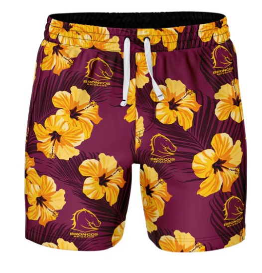 'Aloha' Swim Shorts NRL Broncos