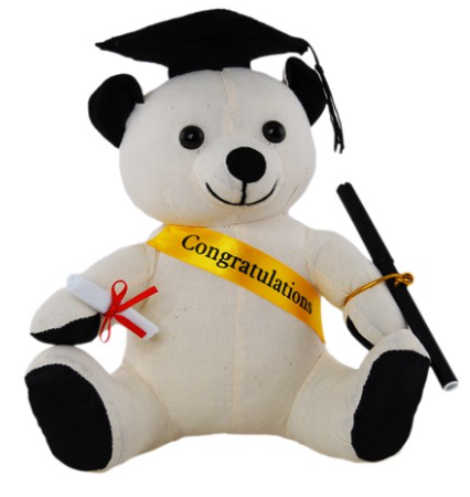 Graduation Bear with Pen - White 20cm