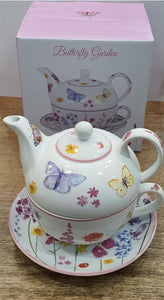 Butterfly Garden Tea for One Teapot and Saucer
