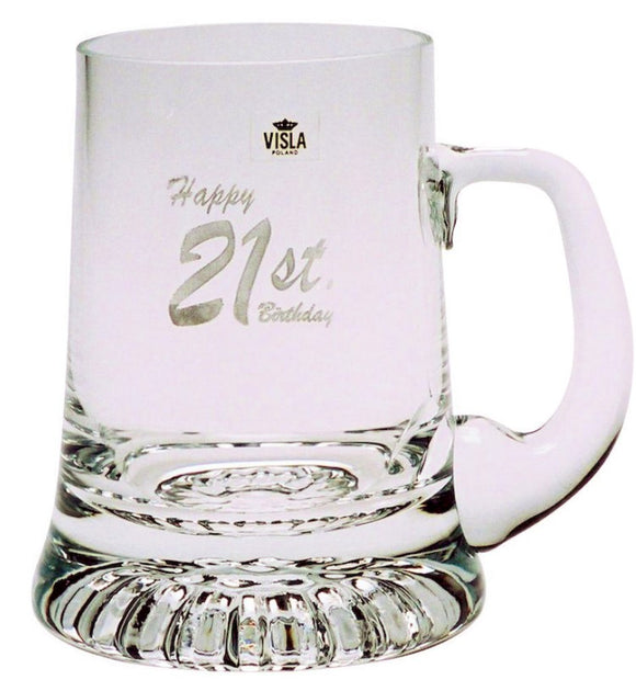 Crown Beer Mug 400mls 21st Birthday