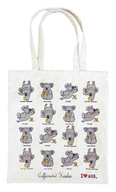 Cotton Canvas Shopping Bag - Caffeinated Koalas