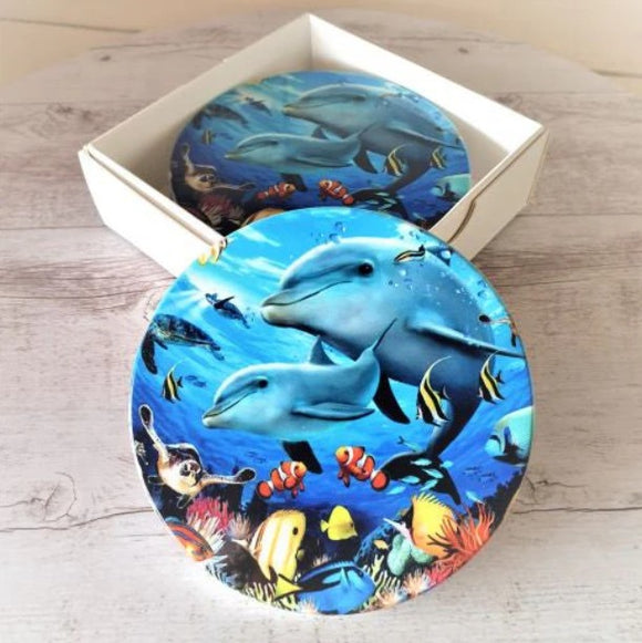 Coasters Colourful Dolphins Set 4