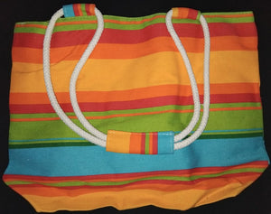 Striped Fabric Beach Bag with inner zip