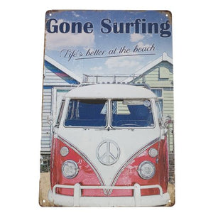 Gone Surfing Tin Sign