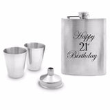 Happy 21st Birthday Hip Flask Boxed Set