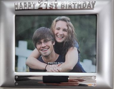 Picture Frame 21st Birthday Satin Silver 6 x 4 inch