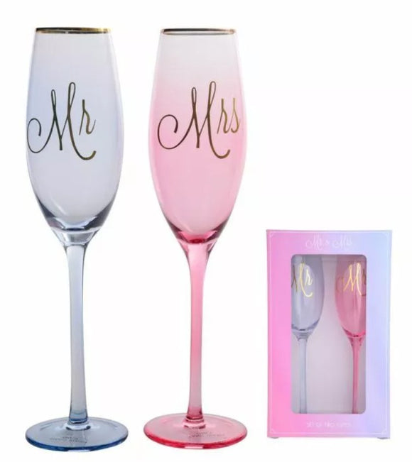 Mr & Mrs set of Champagne Flutes