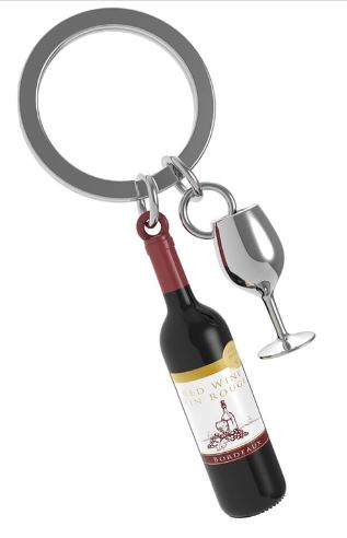 Key Chain MTM Wine Bottle with Glass