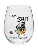 Pug Stemless Wine Glass