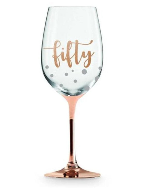 Rose Gold Wine Glass 50 Years