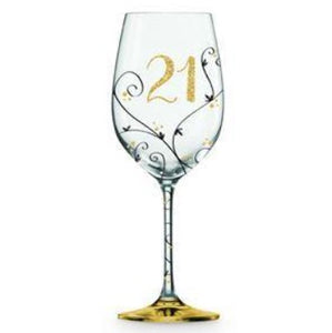 21 Black/Gold Vine Wine Glass
