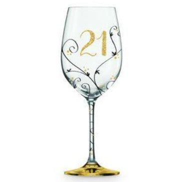 21 Black/Gold Vine Wine Glass