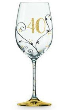 40 Black/Gold Vine Wine Glass