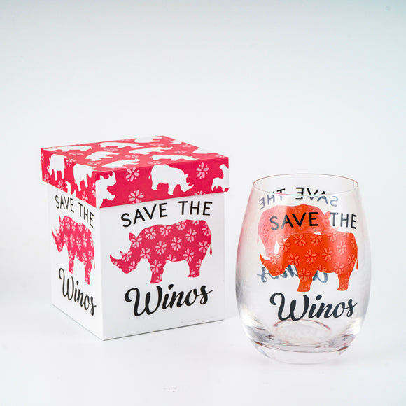 Stemless Wine Glass Gift Box Save the Winos 17 oz