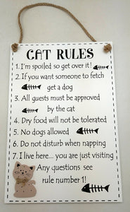 Cat Rules Sign 35x24cm