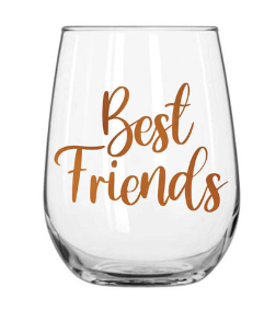 Best Friends Stemless Wine Glass