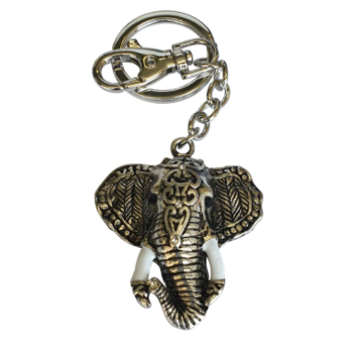 Keyring - Elephant Head Silver