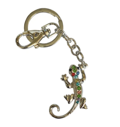 Keyring - Gecko Silver Colourful