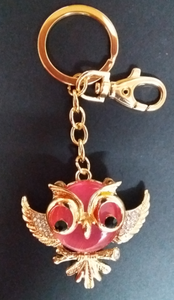 Keyring - Owl Pink Rhinestone