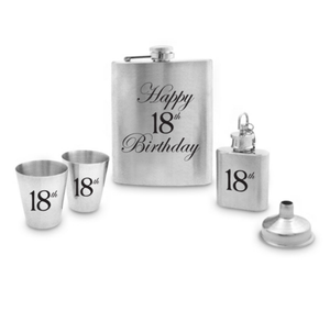 Hip Flask Set 18th Birthday